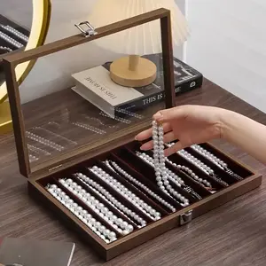 Dust-proof large-capacity  8/10-slot necklace storage box，Put pearl necklace storage box with lid, glass long bracelet, bead jewelry, thick neck chain jewelry box, check the cargo box