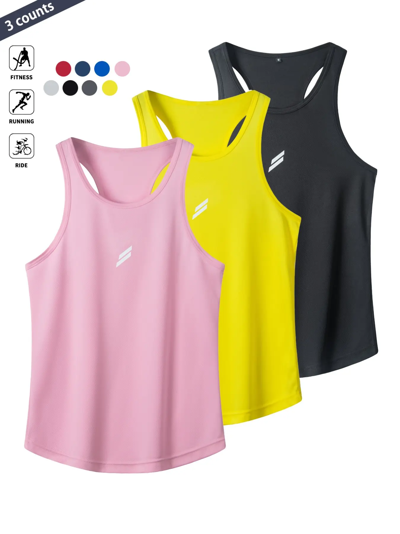 1/3-piece set Men's Summer Casual Sports Tops Activewear for Fitness, Sleeveless Muscle Fit Athletic Tank Top with Reflective Logo, Cool Breathable Quick-Dry Gym Shirt, Breathable Vest, Sport Vests, Workout Vests