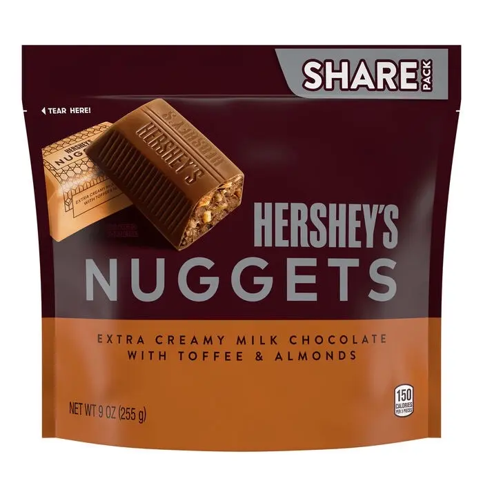 Hershey’s Extra Creamy Milk Chocolate Block - Toffee-Almond, Gluten-Free Bite-Sized Dessert for Sweet Treat Enthusiasts & Special Occasions