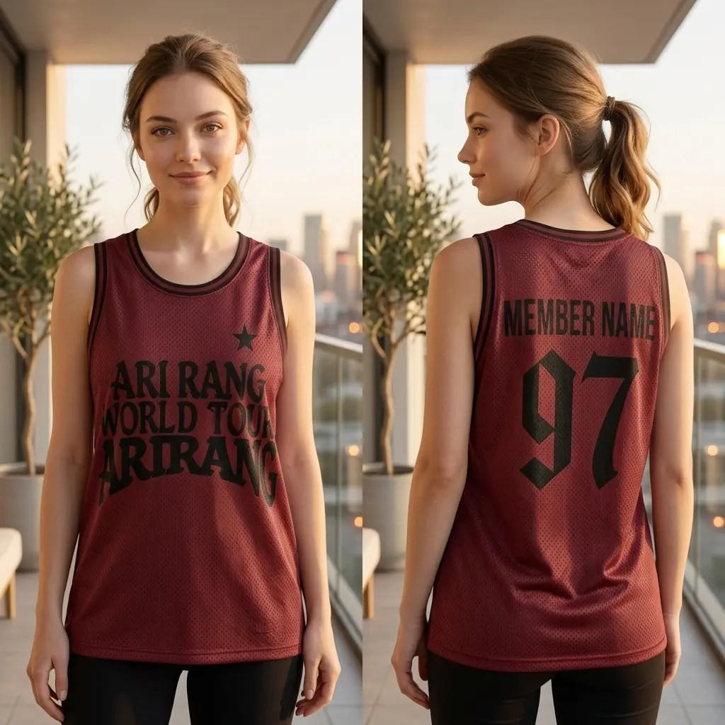 Custom Members Bangtan Mesh Basketball Jersey, ARMY K-pop Burgundy Vintage Arirang Football Style Jersey Custom Name and Number on Back, Best Gift for Army Fan