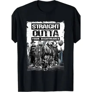 COD 100% Cotton Straight Outta Nightmares Men's Vintage Horror Halloween T-Shirt Fitted Crew Neck Short Sleeve Unisex Summer Tee