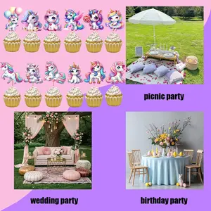 12-Piece Unicorn Cake Hat Set, Birthday Decoration Kit, Cute Rainbow Theme Party Supplies, Reusable Halloween Christmas Accessories