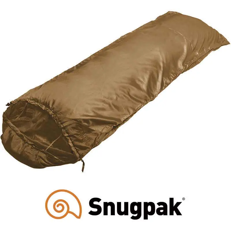 Snugpak Jungle Sleeping Bag with Travelsoft Insulation & Built-in Insect-Proof Mosquito Net, Square-Shaped, 35-45F, Right Zipper, Coyote, for Tropical Camping, Travel Soft, Bugproof Sleeping Bags