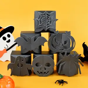 6count Halloween Candy Gift Box Spider Bat Pumpkin Cookie Boxes Bag Halloween Party Decoration Supplies Kids Favors Trick or Treat