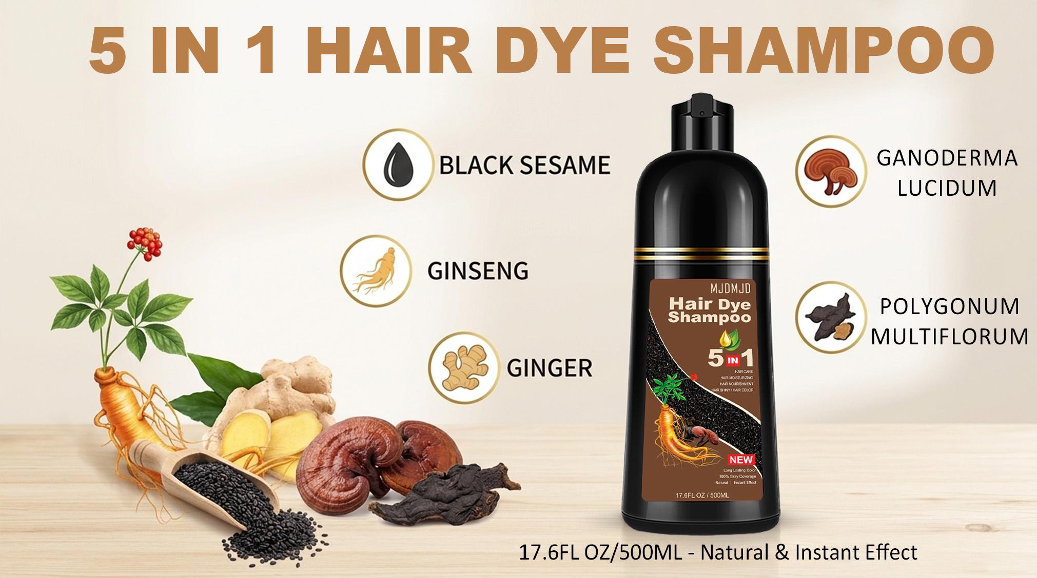 Instant Hair Dye Shampoo 3-in-1 for Gray Coverage, Natural Dark Chocolate Hair Color Shampoo for Women & Men, Colors in Minutes, Gentle Conditioning & Easy At-Home Use, 500ml