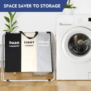 Multi compartment laundry basket foldable laundry basket sorter suitable for home dormitory and multi colored laundry storage