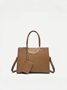 Business Style Metal Handle Handbag, Simple and Versatile Crossbody Bag, Essential Office Commute Women's Bag