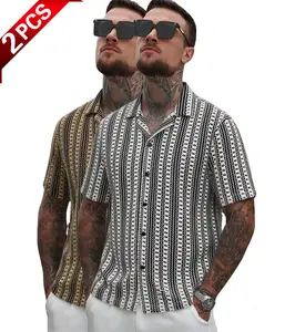 2026 Summer New Short-sleeved Hollow Knitted Shirt Men's Casual, Comfortable, Loose, Simple and Joker Solid Color Shirt Fashion Trend Men's Style
