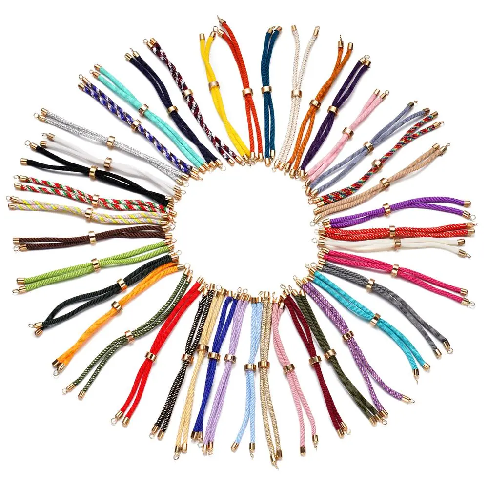1Pcs Braided Twisted Nylon Cords with Adjustable Extension Tail Chain Lobster Clasps Connector For Bracelet Jewelry DIY Making