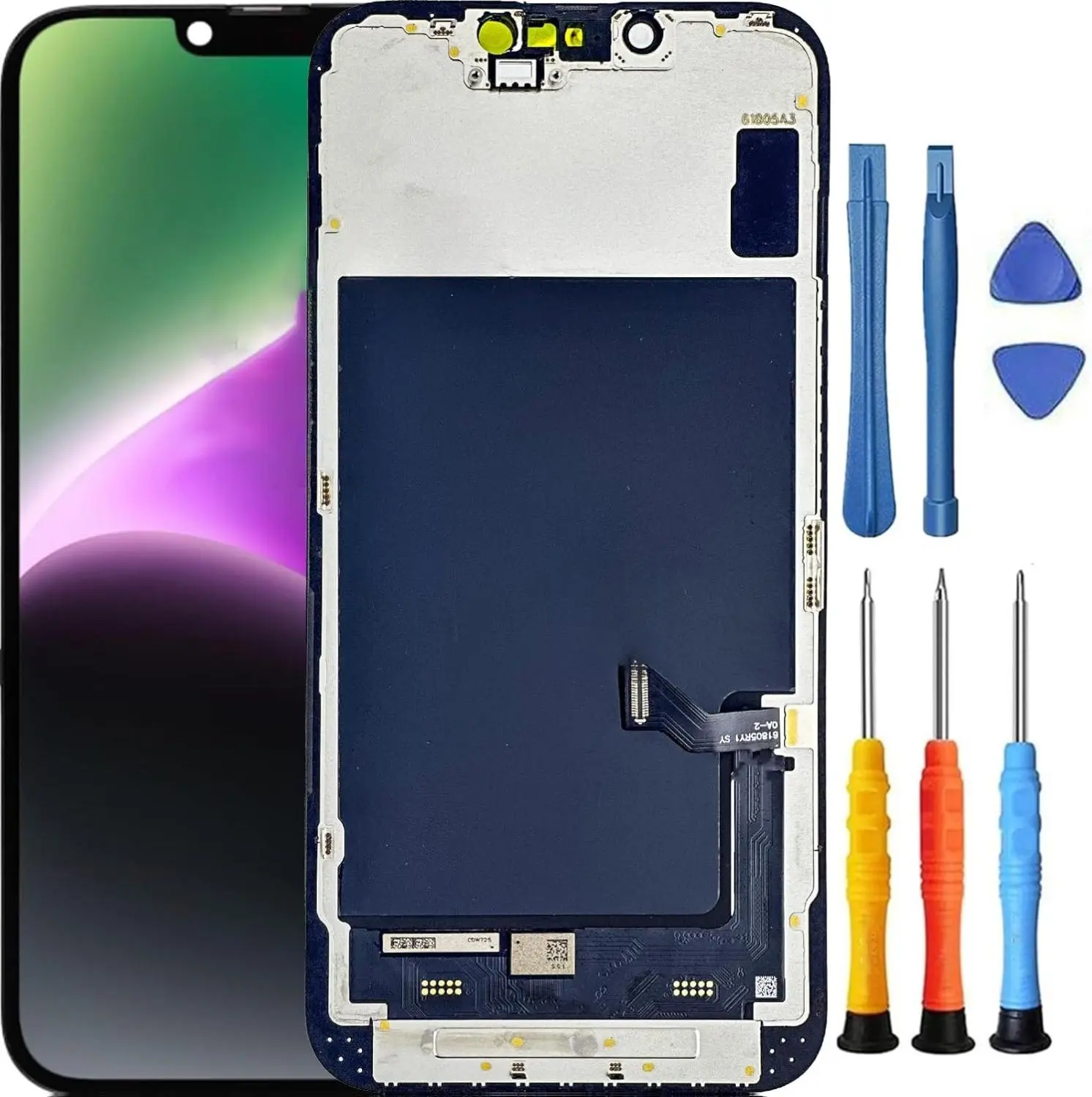iPhone 14 Screen Replacement for iPhone 14 Screen Replacement with A2649 A2881 A2884 A2883 A2882 LCD Display Touch Digitizer Assembly with Tools Black 6.1 Inch Installation Smartphone