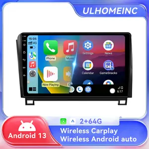 Android 13 Car Stereo for Toyota Tundra 2007-2013 & Sequoia 2008-2018 10" HD Touch Screen 2GB RAM 64GB ROM Wireless CarPlay GPS WiFi BT Mirror Link SWC with Backup Camera