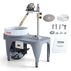 【Father's Day】VEVOR Gem Faceting Machine,  , 2800RPM Jade Grinding Polishing Machine, 180W 110V Rock Polisher Jewel Angle Polisher, with Faceted Manipulator and 1 Bag of Triangle Abrasive for Jewelry Polisher