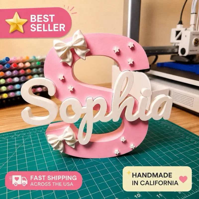 Personalized Baby Name Letter , Custom Nursery Decor, Baby Shower Gift, Handmade in California