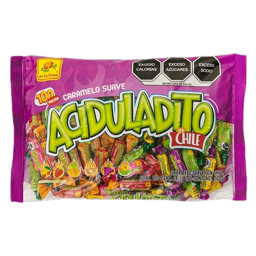 ACIDULADITO DULCE - Sweet & Sour Chewy Candy With Chili, Assorted Artificial Flavors / 100 pieces /