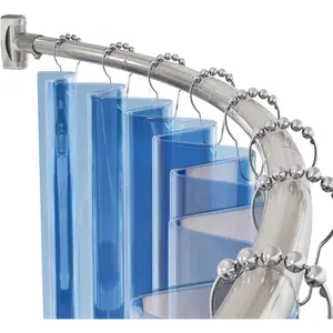 20-84 Inches Arched Curved Shower Curtain Rod, Heavy Duty Rust Proof Adjustable Telescoping Bathroom Curtain Rod, Easy Segmented Installation Need to Drill, Nickel