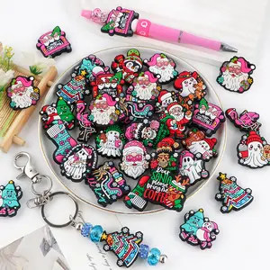 18Pcs Christmas Halloween Silicone Focal Beads for Pens, Halloween Focal Silicone Beads for Keychain Making