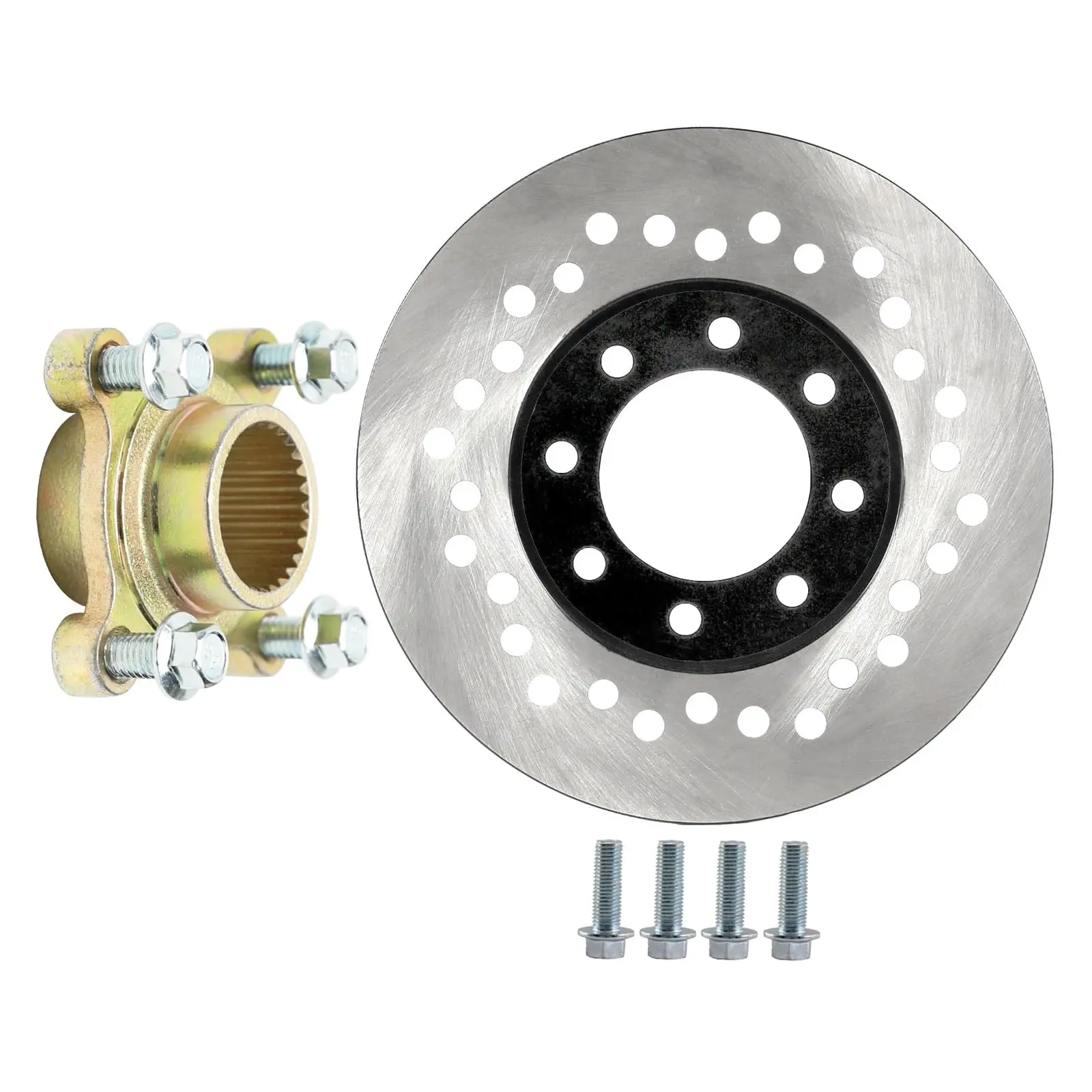 Suisuitong ATV Disc Brake Rotor with Brake Disc Rotor Hub Adapter for Go Kart Karting ATV UTV Drift Trike Golf Cart Quad Buggy Dune Moped Lawn Mower Four Wheeler Tricycle DIY Rebuild Upgrade Project