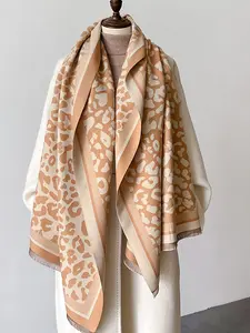 Leopard Print Tassel Scarf Shawl, Thickened Neck Warmer for Fall & Winter, Versatile Outdoor Travel Accessory, Stylish Date Night Decoration