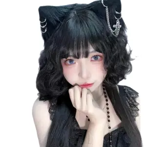 Black Cat Ear Hair Clips - Stylish Hair Accessories Featuring Hoops and Crosses