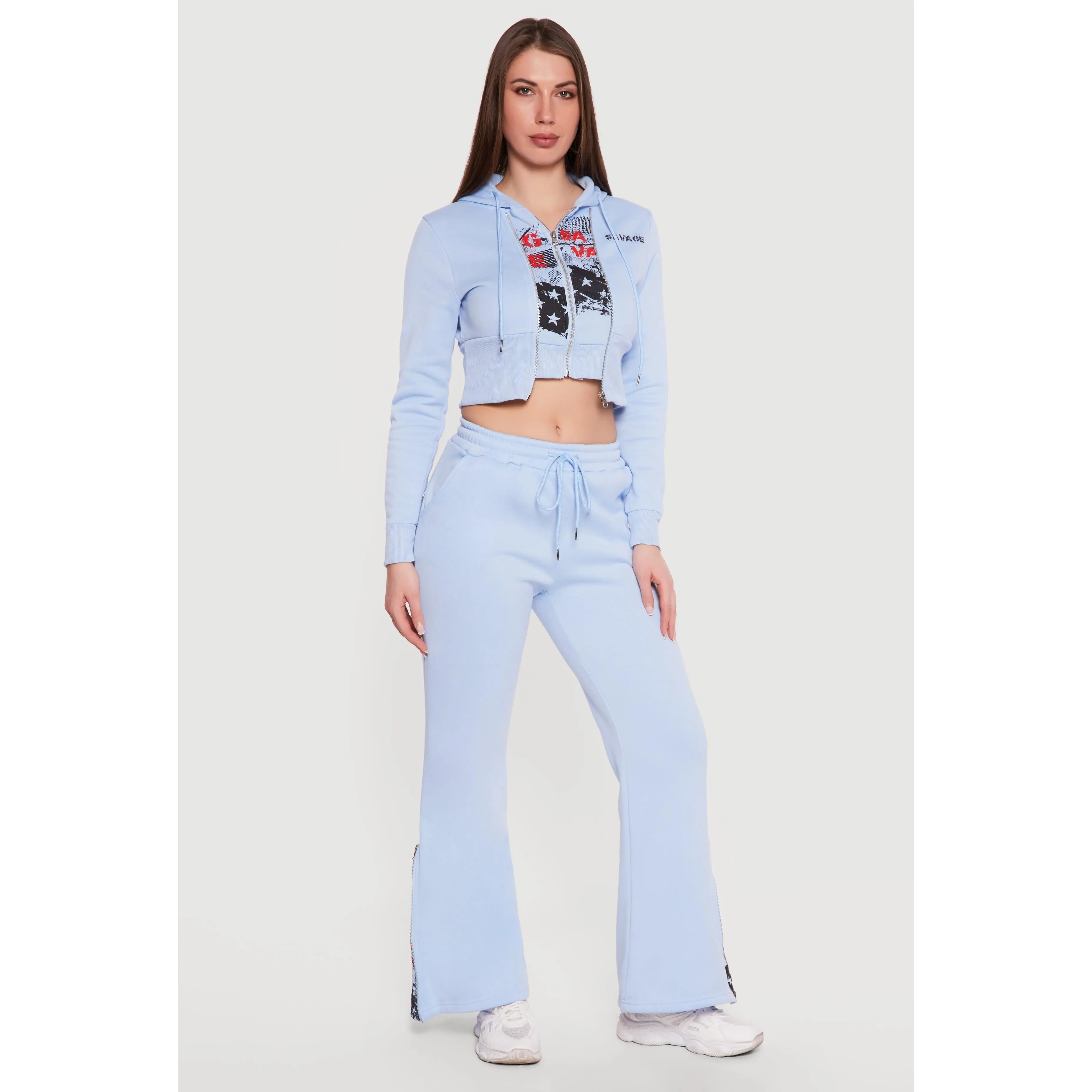 Savage Graphic Zip Hem Boot Cut Sweatpants