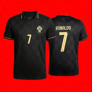 2025 Portugal Special Kit Black 7# Cristiano Ronaldo Short Sleeve Soccer Jersey Fans Version Breathable