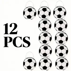1 Set (12pcs) Reusable Soccer Gift Bags, Football Party Candy Bags, Sports Game Gift Bags, Non-Woven Fabric, Sport Theme Supplies