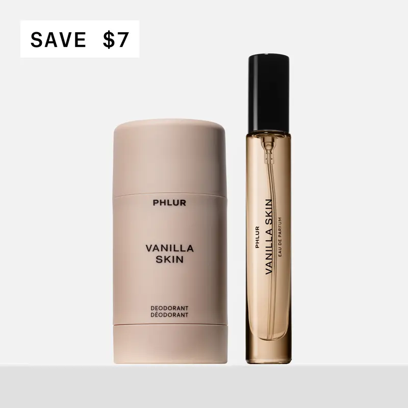 PHLUR Vanilla Skin Layering Duo - Natural Deodorant + Eau de Parfum Set - 48-Hour Odor Protection, Aluminum Free