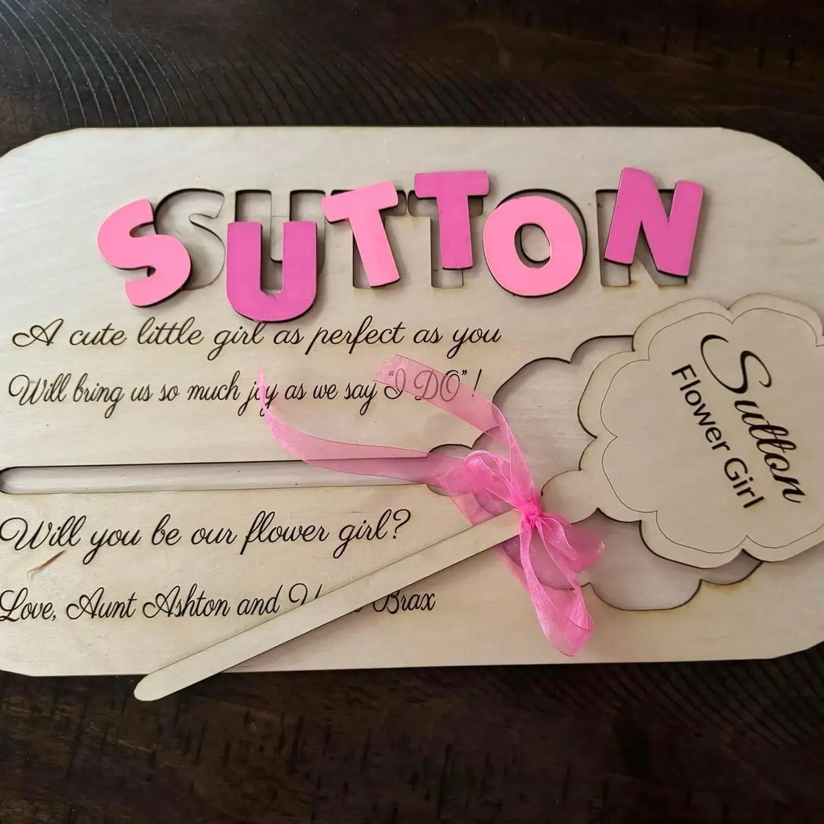 Flower girl and ring barrier proposal signs/puzzles