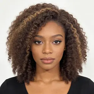 Vlike human hair wig Afro Curly Wig 18 inches for Black Women - Natural Curl 250% Density Realistic Scalp Breathable Cap Long-Lasting Hold