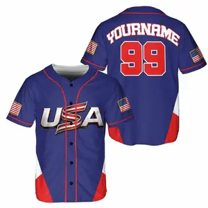 Custom USA Baseball Jersey, Personalized Name Number Shirt, Patriotic 4th of July Gift
