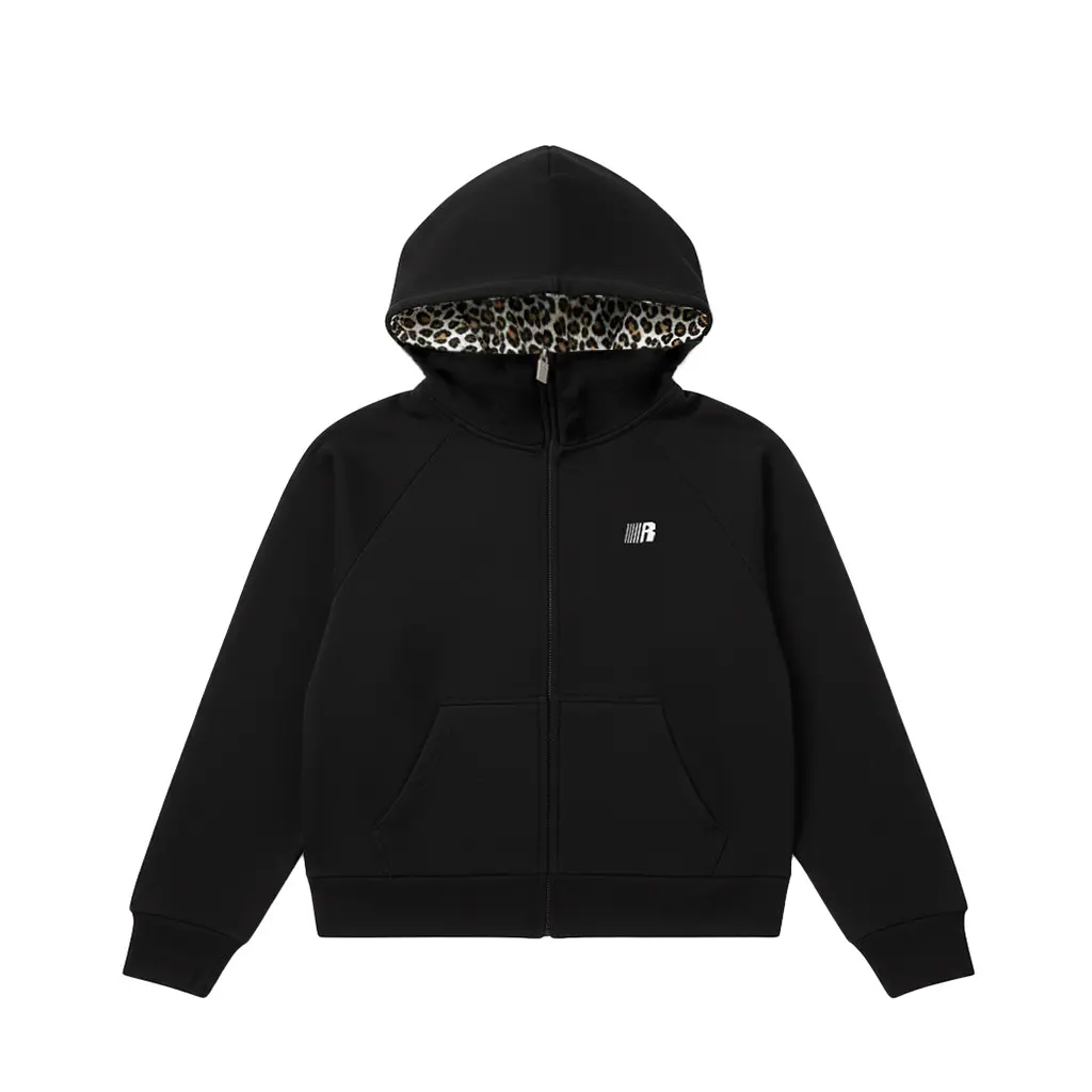 FDR Cropped High Neck Hoodie for Women Leopard Print Big Hood Sweatshirt, Soft Fleece Lined Fabric, Slightly Oversized Relaxed Fit, Cozy Basic Pullover for Everyday Casual Wear, Streetwear & Layering summerwins