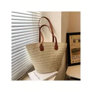 Women's Large Capacity Shoulder Bag Summer Straw Woven Basket Handbag Fashion Female Luxury Designer Beach Bag Bali Shopper Tote