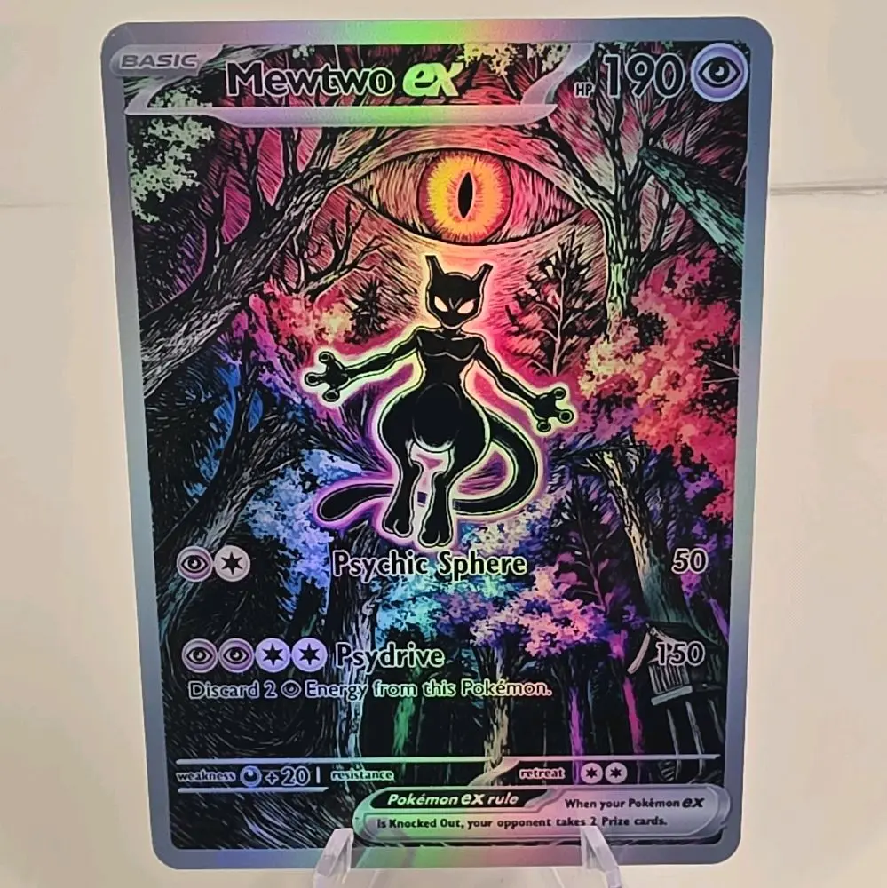 Mewtwo ex Custom Alt Art Card – Evil Eye Edition (Rainbow Holo & Textured Holo) | Fan Art Collectible