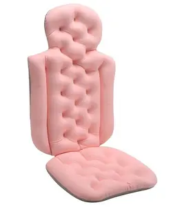 Ergonomic Full Body Bath Pillow, Soft Mesh Inflatable Bathtub Cushion with Head & Neck Support, Non-Slip Spa Pillow for Relaxing Bath, Pink