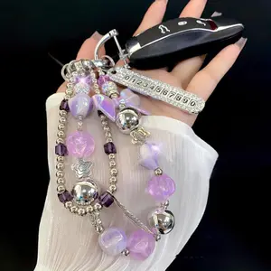 Luxury Rhinestone Butterfly Beaded Wristlet Phone Charm Strap – Versatile Accessory for Mobile Cases, Bags, Car Chains, and Keychains