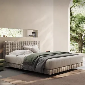 Modern Minimalist Platform Bed Frame with Headboard