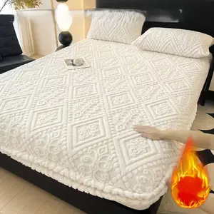 [Luxury Flannel Fitted Sheet] Ultra-Soft Milk Velvet Bed Sheet with Extra Deep Pocket, Breathable & Stretchable Bottom Sheet for Twin/Full/Queen/King - Cozy, Elegant & Hotel-Quality Comfort