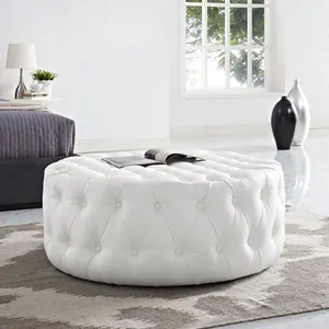 Modway Amour Upholstered Vinyl Ottoman in White