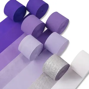 PartyWoo Crepe Paper Streamers 8 Rolls 656ft, Pack of Purple, Dark Purple, Pastel Purple, White Party Streamers for Birthday Decorations, Party Decorations, Wedding Decorations (1.8 Inch x 82 Ft/Roll)