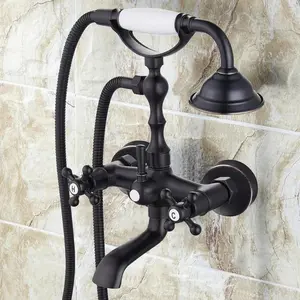 Shower System with Tub Spout, 12-Inch High-Pressure Rain Showerhead and Handheld Combo, Brushed Nickel Shower Faucet Set with Rough-in Valve and Trim, Wall Mounted 3-Way Shower Set