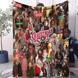 Christmas Story Patterned Flannel Throw Blanket, Suitable for All Seasons, Suitable for Beds, Sofas, Cars, Room Decorations, and Gifts, Suitable for Children and Adults, Flannel Blankets