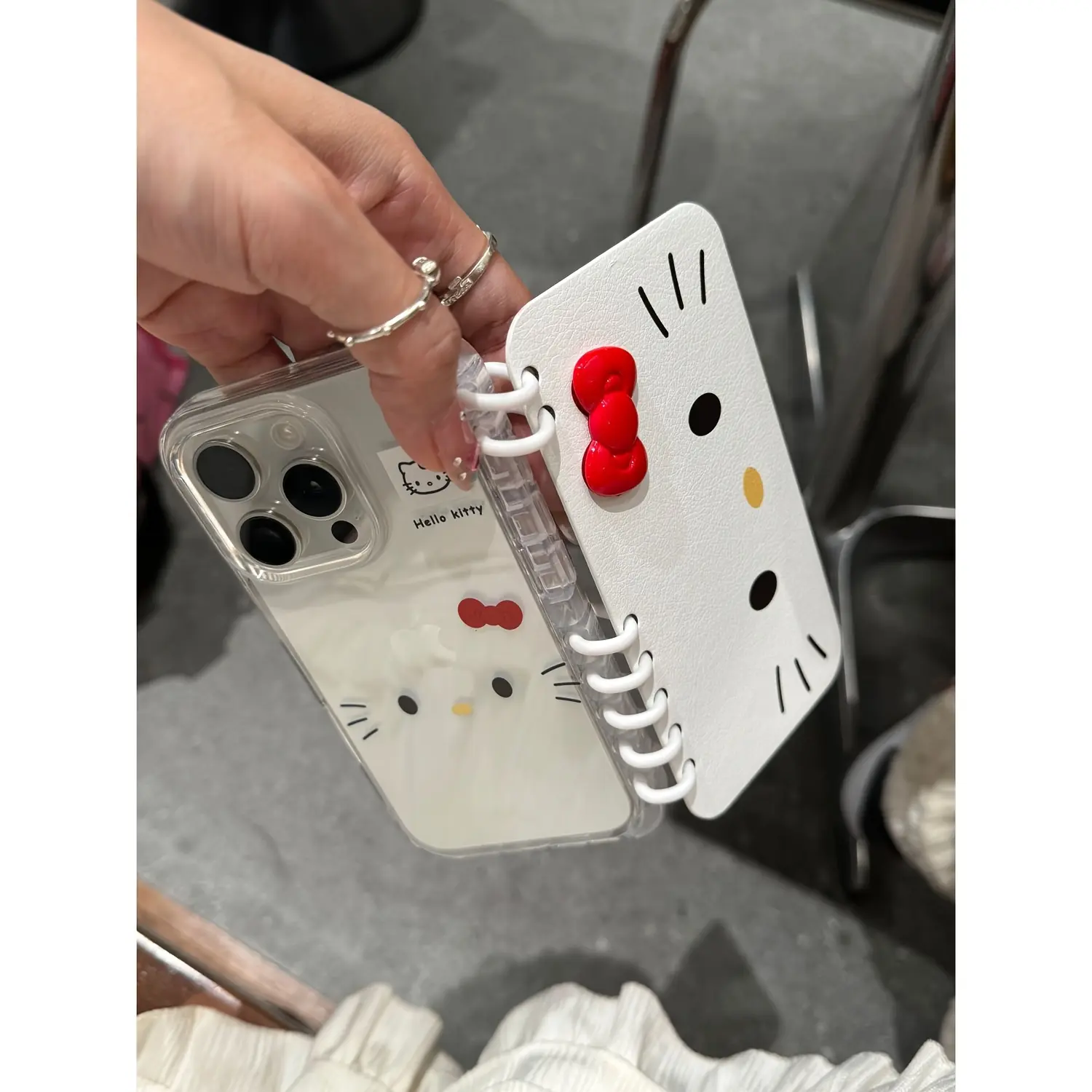 Phone Case - for Hello Kitty Bowknot Kitty Expression Flip Cover Notebook Design Creative New Unique Cartoon Cute Phone Case, Anti-Fall Women'S for 16/16Plus/16Pro/16Promax/15/15Plus/15Promax/14/14Plus/14Pro/14Promax, 13/13Pro/13Promax