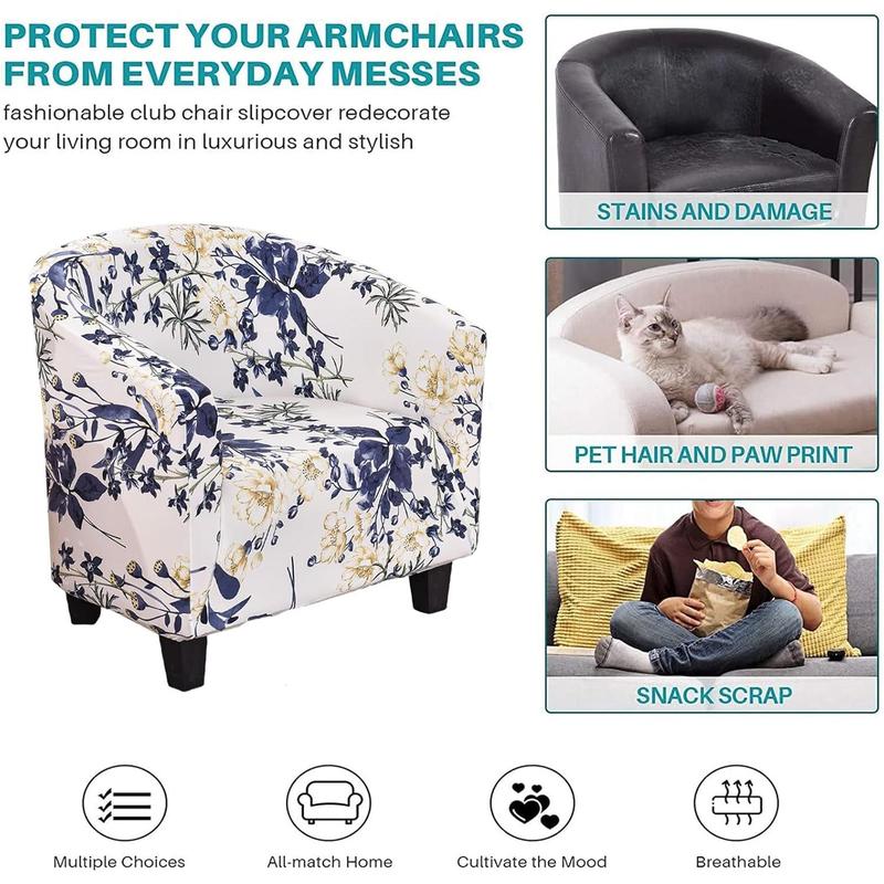 Club Chair Slipcover Jacquard Tub Chair Cover Stretch Armchair Covers Sofa Cover Furniture Protector for Living Room (A51)