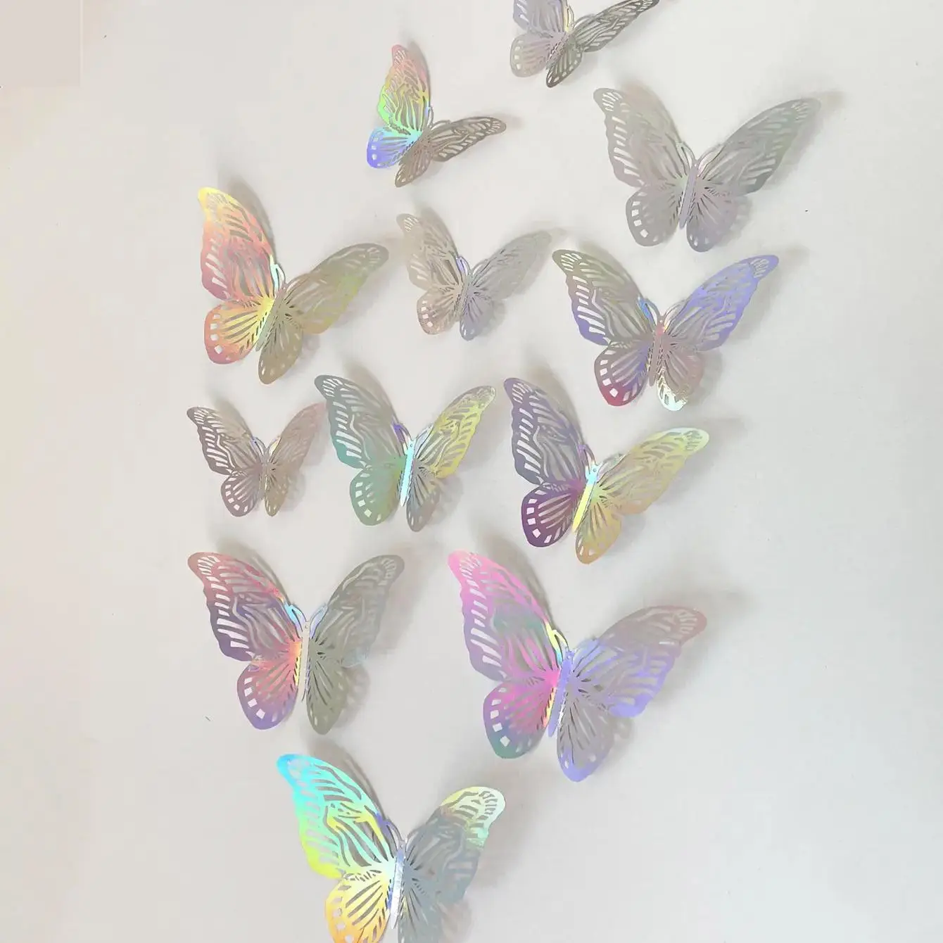 Butterfly Wall Sticker, 12pcs/set Colorful Butterfly Self-adhesive Window Door Wall Decal, Wall Art Decorative Sticker for Home Party Wedding Ceremony