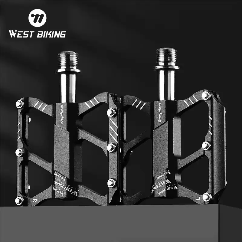 WEST BIKING Bicycle Pedal. Electric Bicycle Pedals，Cycling Road MTB Mountain 6061 Titanium Shaft Aluminum Folding Bike Bearing Pedals, Folding Bike Accessories