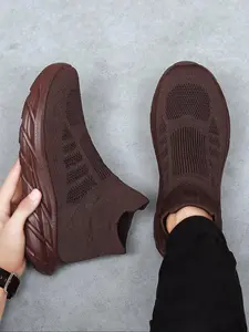 Men's Casual Slip on Mesh Breathable Sneakers, Comfortable Sports Running Shoes, Male All-match Round Toe Shoes for Daily Wear