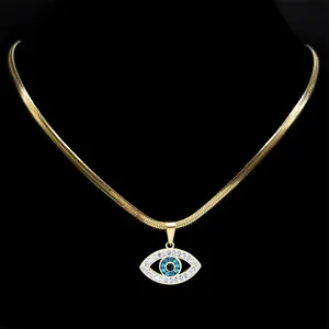 New Islamic Evil Blue Eye Necklace Stainless Steel Turkish Eye Necklace Greek Jewelry Wholesale Gift for Girlfriend Christmas Gift
