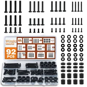 92PCS Universal TV Mounting Hardware Screw Kit Set - M4 M5 M6 M8 Screws, Spacers and Washers for Most TV/Monitor VESA Mount, TV Mount Replacement Screws with Box up to 80", Black