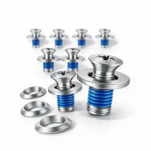 M6 × 14mm 304 Stainless Steel Snowboard Binding Screws Set, 8 Screws with 8 Washers Included, Secure Stable Fit for Snowboard Binding Repair