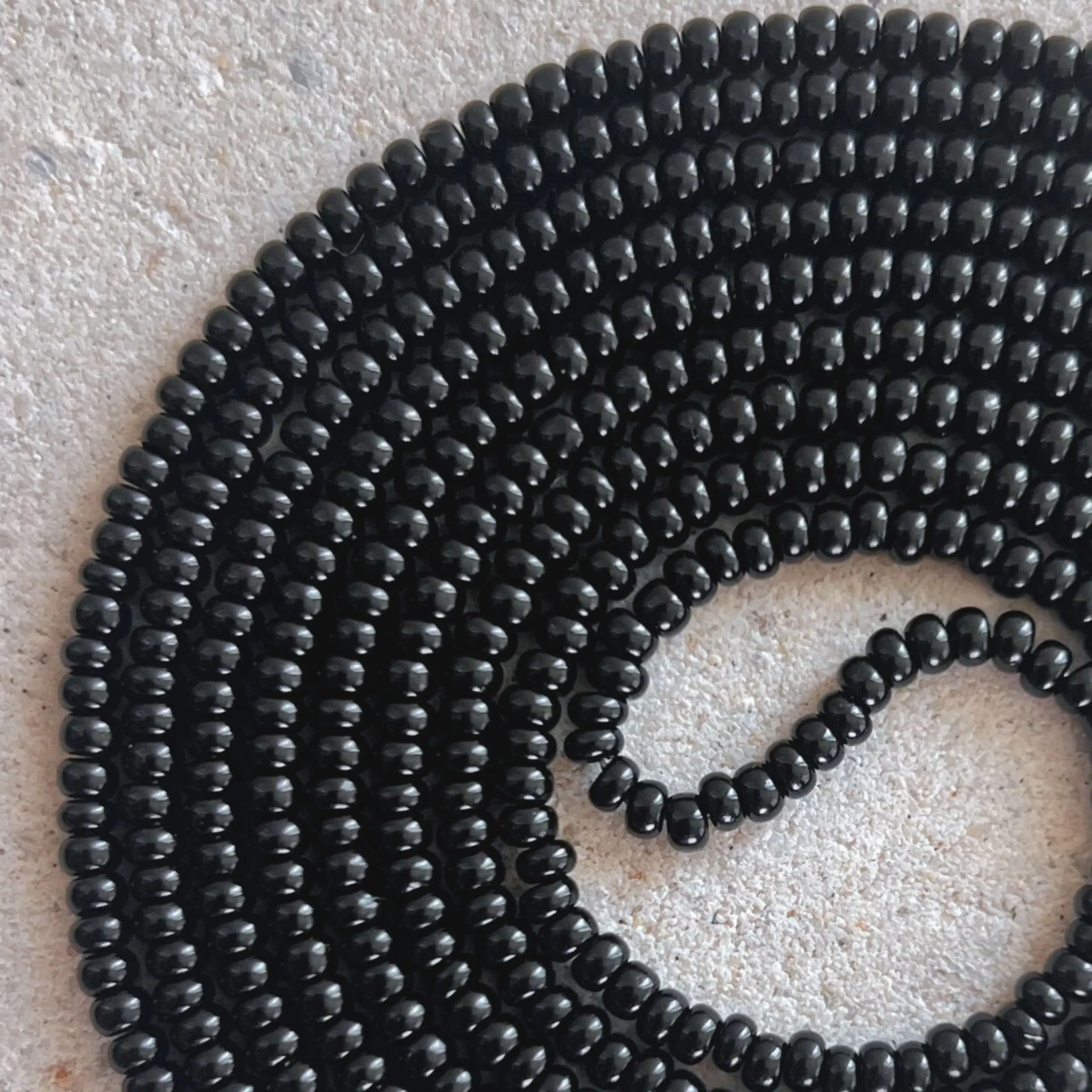 OBSIDIAN - Tie On Waist Beads - 45 to 60 inches Waistbeads - Black Waisteads - Made By Venus Waistbeads
